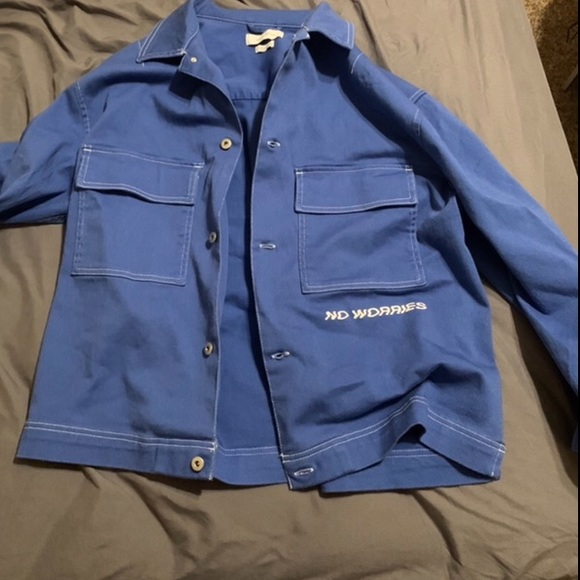 Urban Outfitters “No Worries” Blue Jacket. - Picture 2 of 3